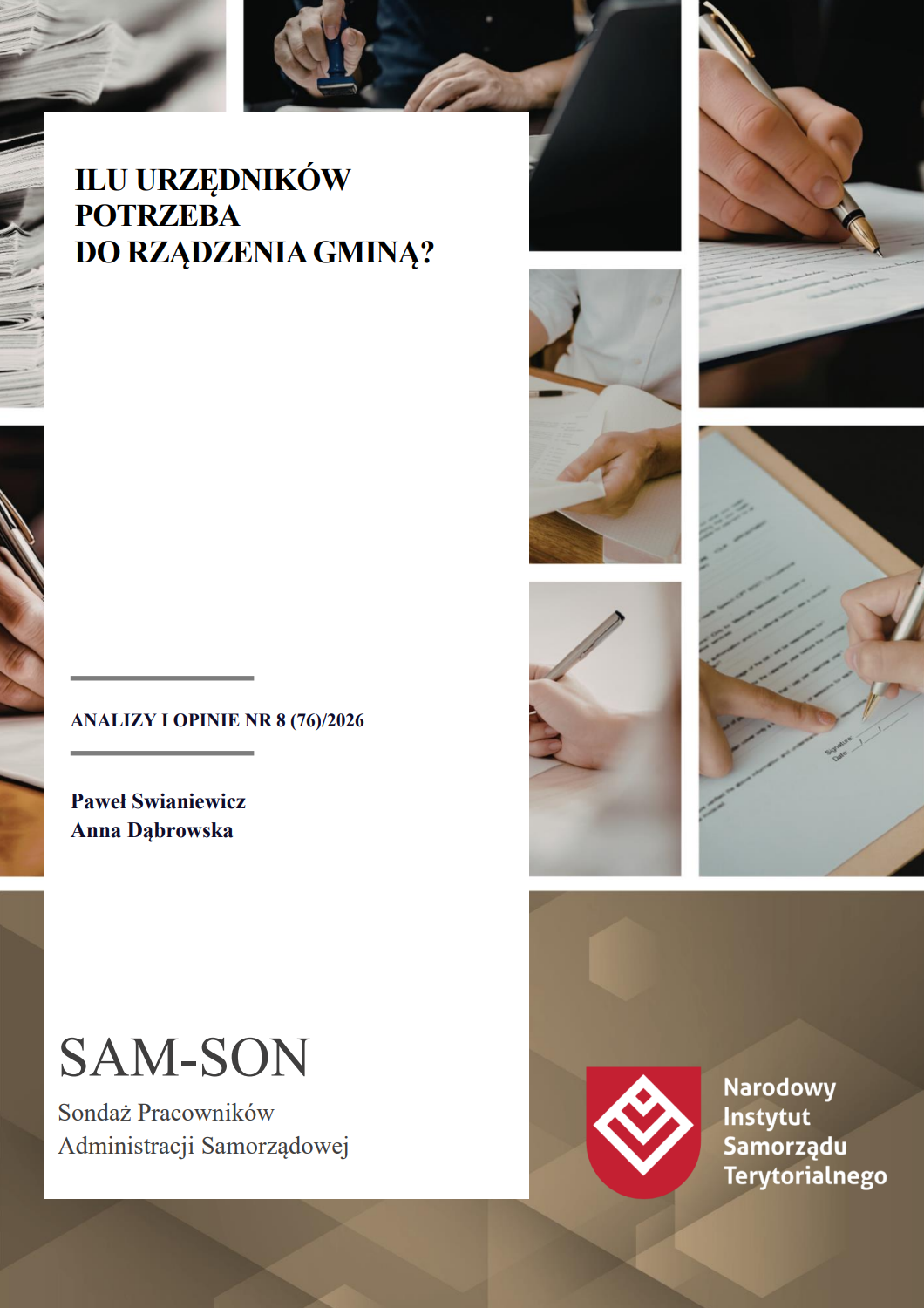 Okładka badania "Ilu urzędników potrzeba do rządzenia gminą", po naciśnięciu link przeniesie do strony badania